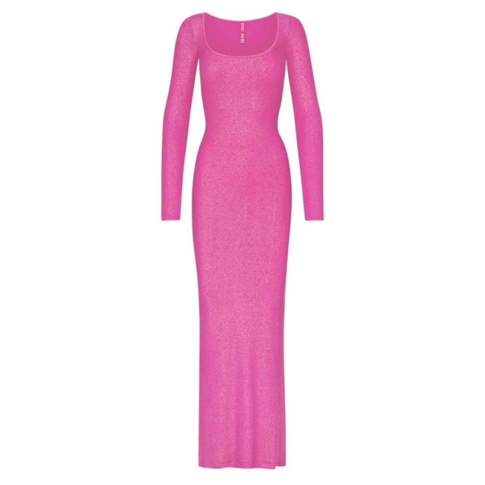 SKIMS pink long sleeve dress